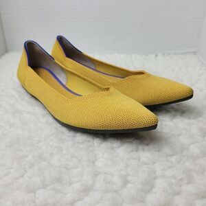 Rothy's The Point Womens Ballet Flat Shoes Sz 8 Pointed Toe Knit Mustard Yellow